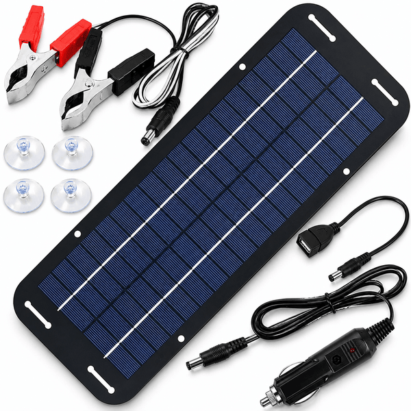 12V Solar Trickle Charger – Waterproof Battery Maintainer for Cars, RVs, Boats & Motorcycles