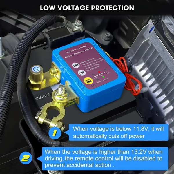 12V Remote Battery Disconnect Switch – 240A Automatic Power Shut-Off for Cars, Trucks, Boats, RVs