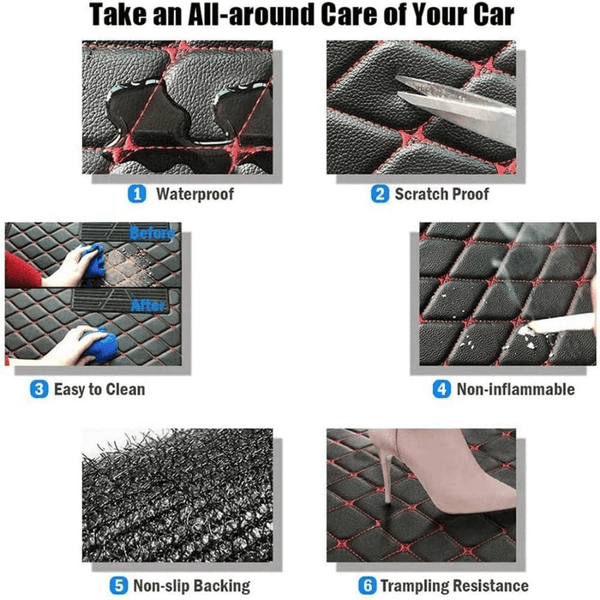 Custom 4-Seat Waterproof Leather Car Mats – Full Coverage, Non-Slip Protection for Cars, SUVs & Sports Vehicles