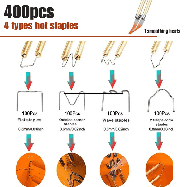 220W Plastic Welder Kit - 2 in 1 Hot Stapler Soldering Gun with 400PCS for Plastic & Car Bumper Repair