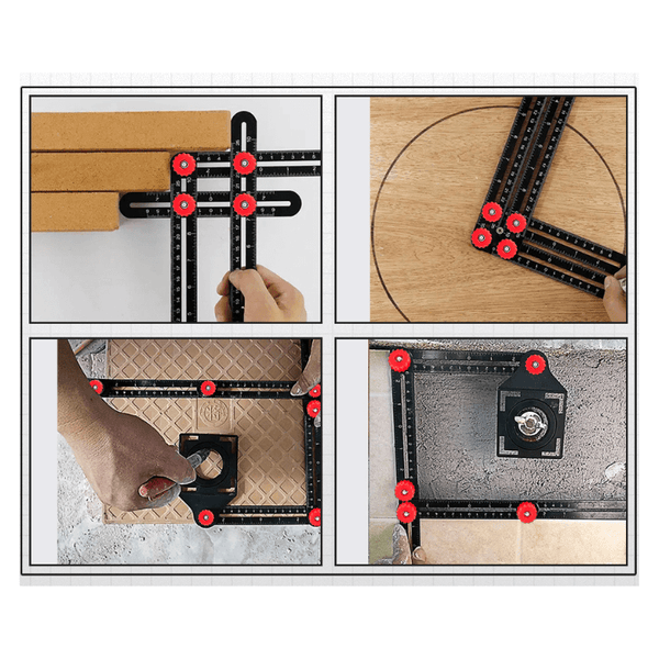 Aluminum Alloy 12-Fold Multi Angle Ruler Finder Measure Ruler with Drill Tile Hole Locator