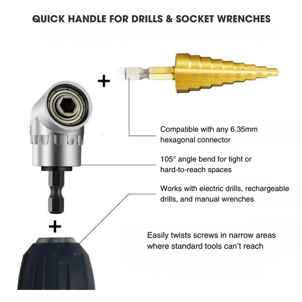105° Right Angle Drill Adapter – Flexible Shaft Extension for Tight Spaces