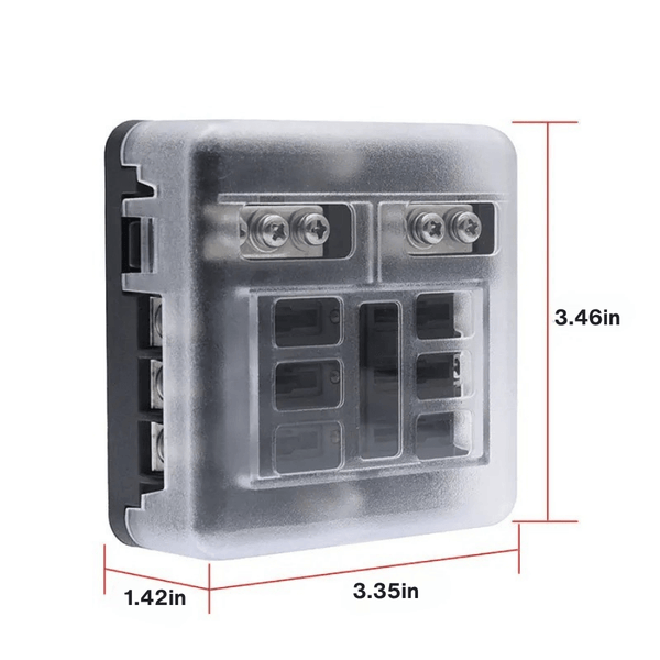 12/6 Way Waterproof Blade Fuse Box with LED – 12V/24V ATO/ATC