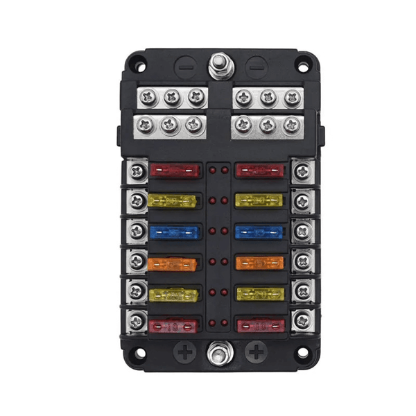 12/6 Way Waterproof Blade Fuse Box with LED – 12V/24V ATO/ATC