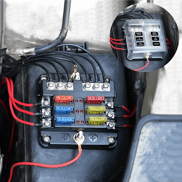 12/6 Way Waterproof Blade Fuse Box with LED – 12V/24V ATO/ATC