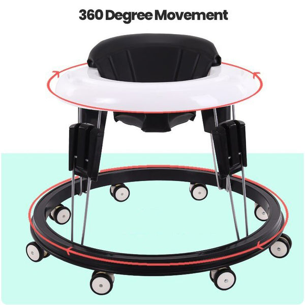 Safe Baby Walker Anti Rollover - Adjustable, Foldable & Comfortable