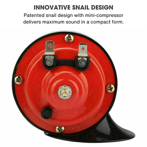 2PCS 12V 300DB Super Loud Train Horn – Waterproof Snail Air Horn for Car, Truck, Motorcycle, SUV, Boat