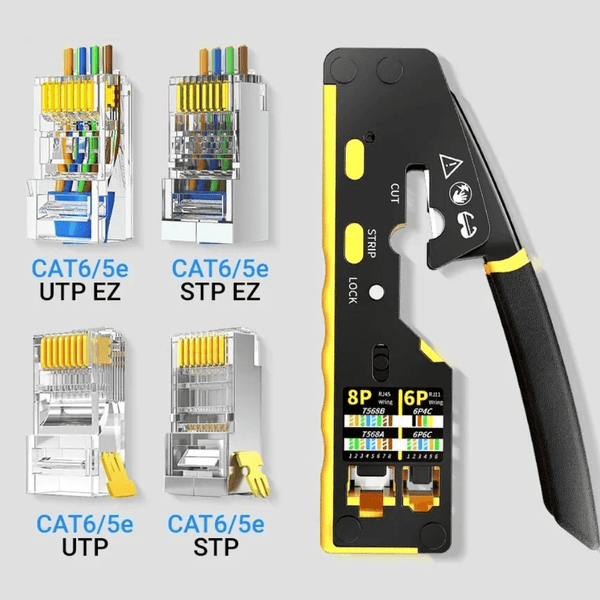 RJ45 Cable Crimper | Ethernet Pass-Through Crimping Tool for Cat6, Cat5e, Cat5 Connectors