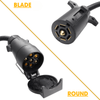 7-Way RV Blade to 7-Pin Round Trailer Adapter – Plug-and-Play, Weatherproof Wiring Connector