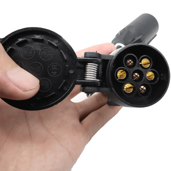 7-Way RV Blade to 7-Pin Round Trailer Adapter – Plug-and-Play, Weatherproof Wiring Connector
