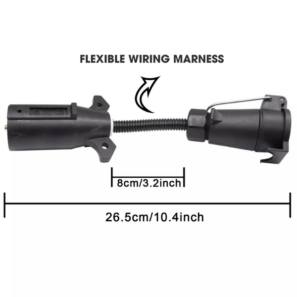 7-Way RV Blade to 7-Pin Round Trailer Adapter – Plug-and-Play, Weatherproof Wiring Connector
