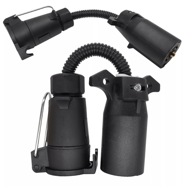 7-Way RV Blade to 7-Pin Round Trailer Adapter – Plug-and-Play, Weatherproof Wiring Connector