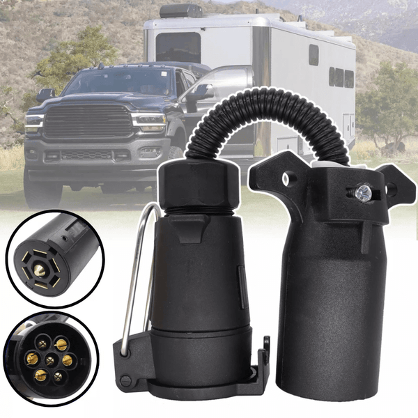 7-Way RV Blade to 7-Pin Round Trailer Adapter – Plug-and-Play, Weatherproof Wiring Connector