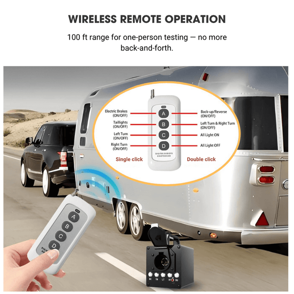 Portable Trailer Light Tester Box – Wireless Remote, Built-In Battery, Full-Function 7-Pin Diagnostic Tool