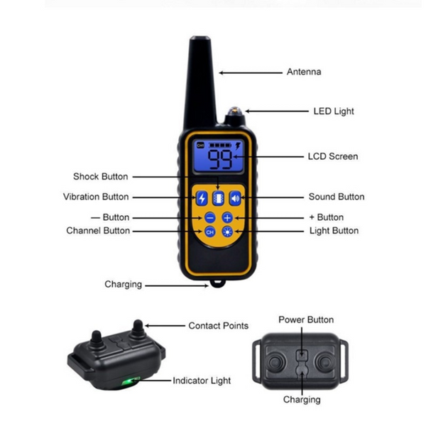 800m Waterproof Rechargeable Dog Training Collar with Remote Control