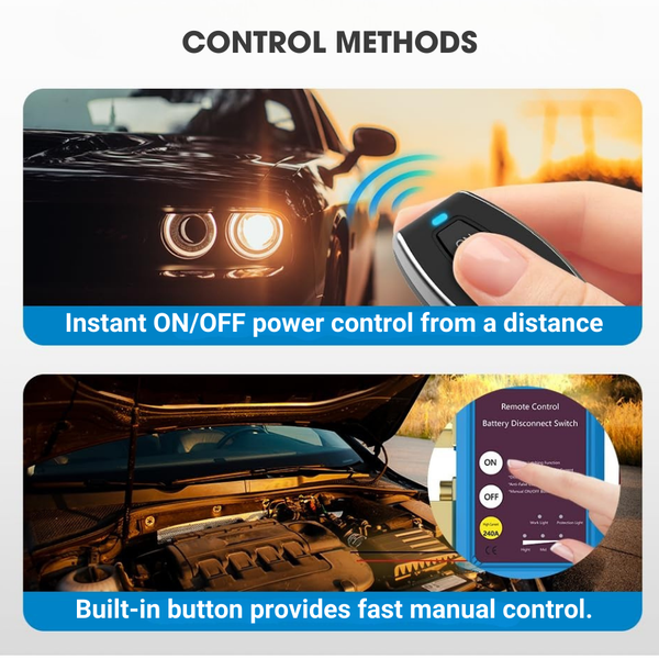 12V Remote Battery Disconnect Switch – 240A Automatic Power Shut-Off for Cars, Trucks, Boats, RVs