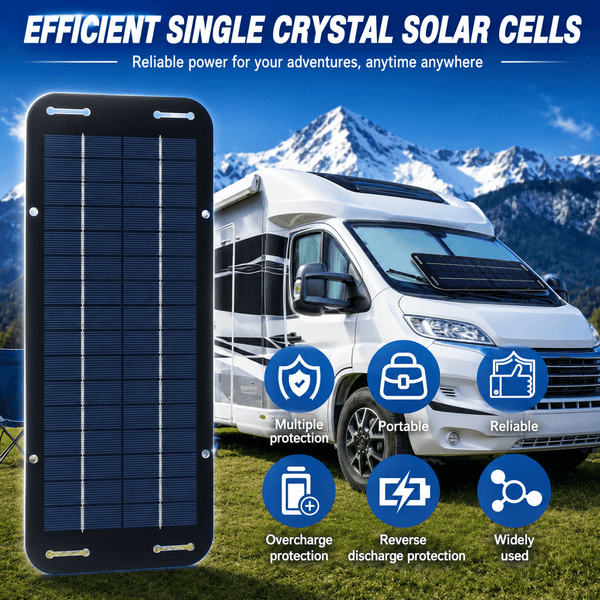 12V Solar Trickle Charger – Waterproof Battery Maintainer for Cars, RVs, Boats & Motorcycles