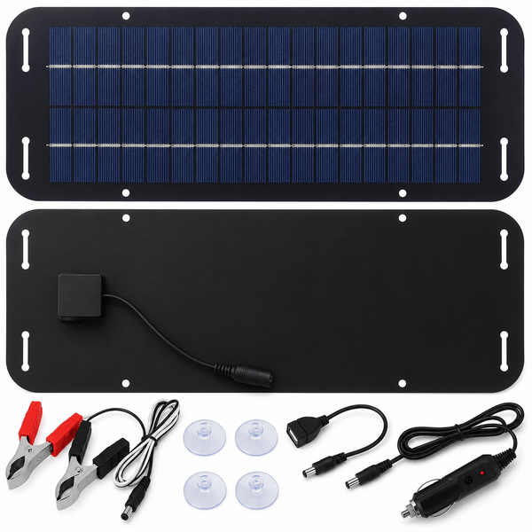 12V Solar Trickle Charger – Waterproof Battery Maintainer for Cars, RVs, Boats & Motorcycles