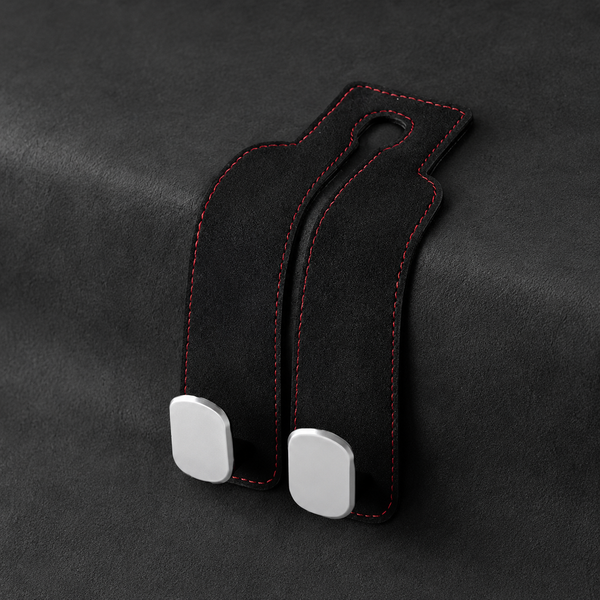2PCS Leather Car Seat Headrest Hooks – Double Metal Purse & Bag Hangers