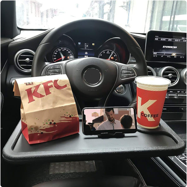 Steering Wheel Desk for Car — Foldable Laptop & Food Tray Table