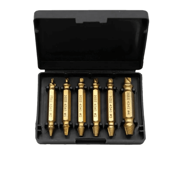 6pcs HSS Screw Extractor Set – Double-Ended Drill Bits for Rusted & Broken Screw Removal