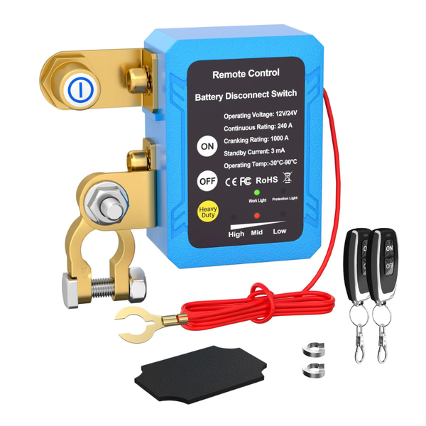 12V Remote Battery Disconnect Switch – 240A Automatic Power Shut-Off for Cars, Trucks, Boats, RVs