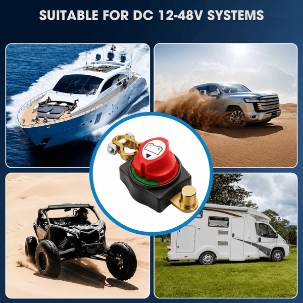 Car Battery Disconnect Switch 12-48V – Power Cut Master Isolator for Cars, RVs & Boats