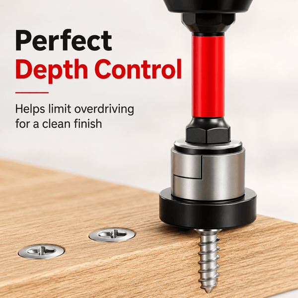 Magnetic Drywall Screw Setter Bits — 5pcs PH2 Set with Removable Depth Collar | S2 Steel, 1/4" Hex Shank