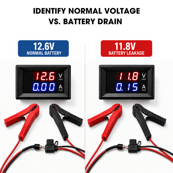 12V Parasitic Battery Drain Tester – Automotive Current Leakage Detector with Digital Display