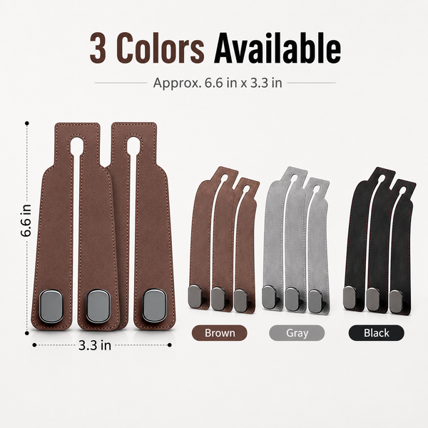 2PCS Leather Car Seat Headrest Hooks – Double Metal Purse & Bag Hangers